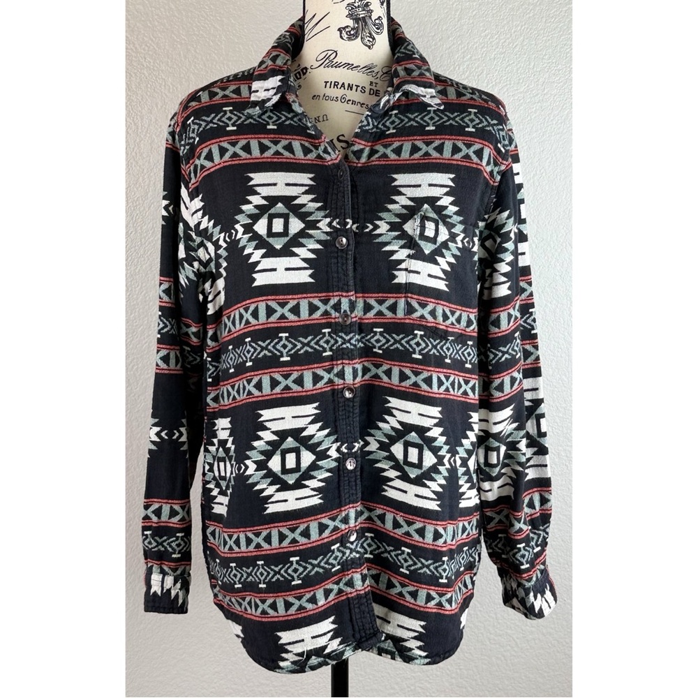 Chico's Southwest Tribal Aztec Shacket Button Up Cotton Casual Shirt Top Small